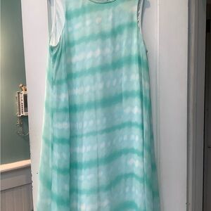 Calvin Klein Aqua and White Sleeveless Dress